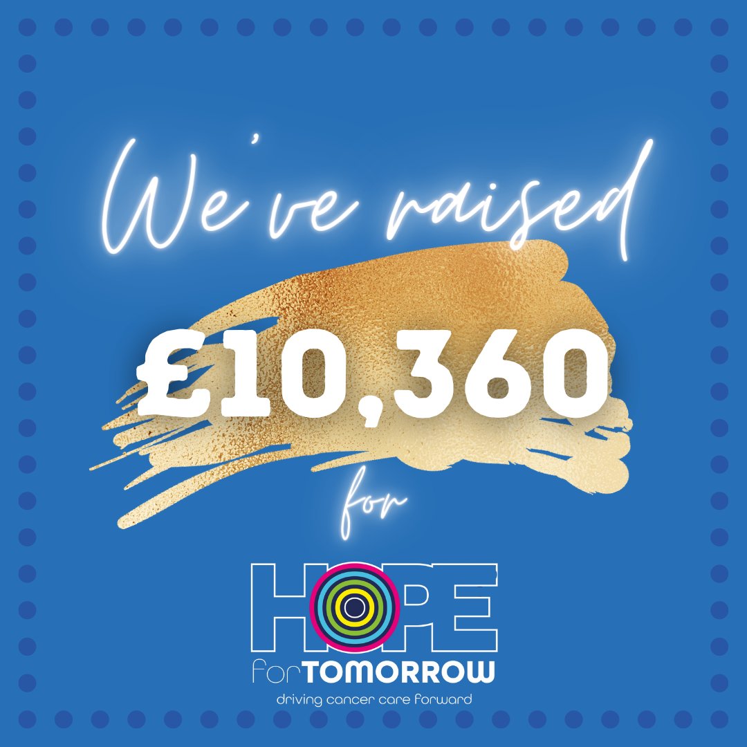 TargetPR's tweet photo. This year, we've raised a huge £10,360 for our chosen charity, @HfTcharity an organisation dedicated to delivering the best cancer treatment possible🌈

The money raised will help to bring cancer care closer to people’s homes🎉

#charity #hopefortomorrow https://t.co/MbdEDwhKES