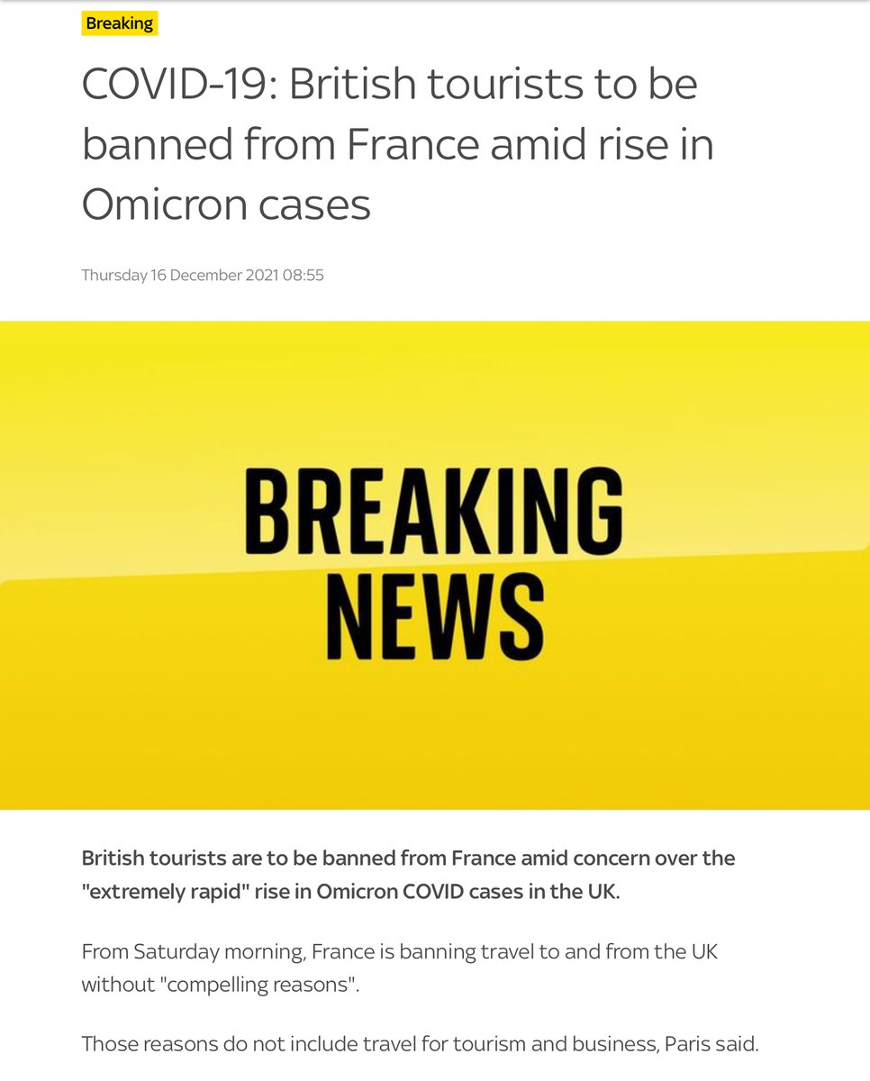 ThreadsIrish's tweet image. British tourists banned from travelling to France due to the Moronic variant from this Saturday.

Will other countries follow suit ?

Madness

news.sky.com/story/covid-19…