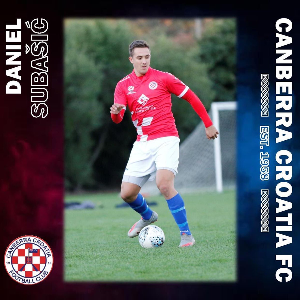 CanberraFC1's tweet photo. ✍️✍️🇭🇷re signed✍️✍️. Central defender and lifelong Club junior, Daniel Subasic, returns for an 8th season in the top flight having made his NPL Senior debut as a 15-year old.@officialNPLCF @NPLplayerscope @NPLNewsAus @NPLAustralia 

Welcome back Suba!

#KamanKroacija https://t.co/PczCOrjQHv