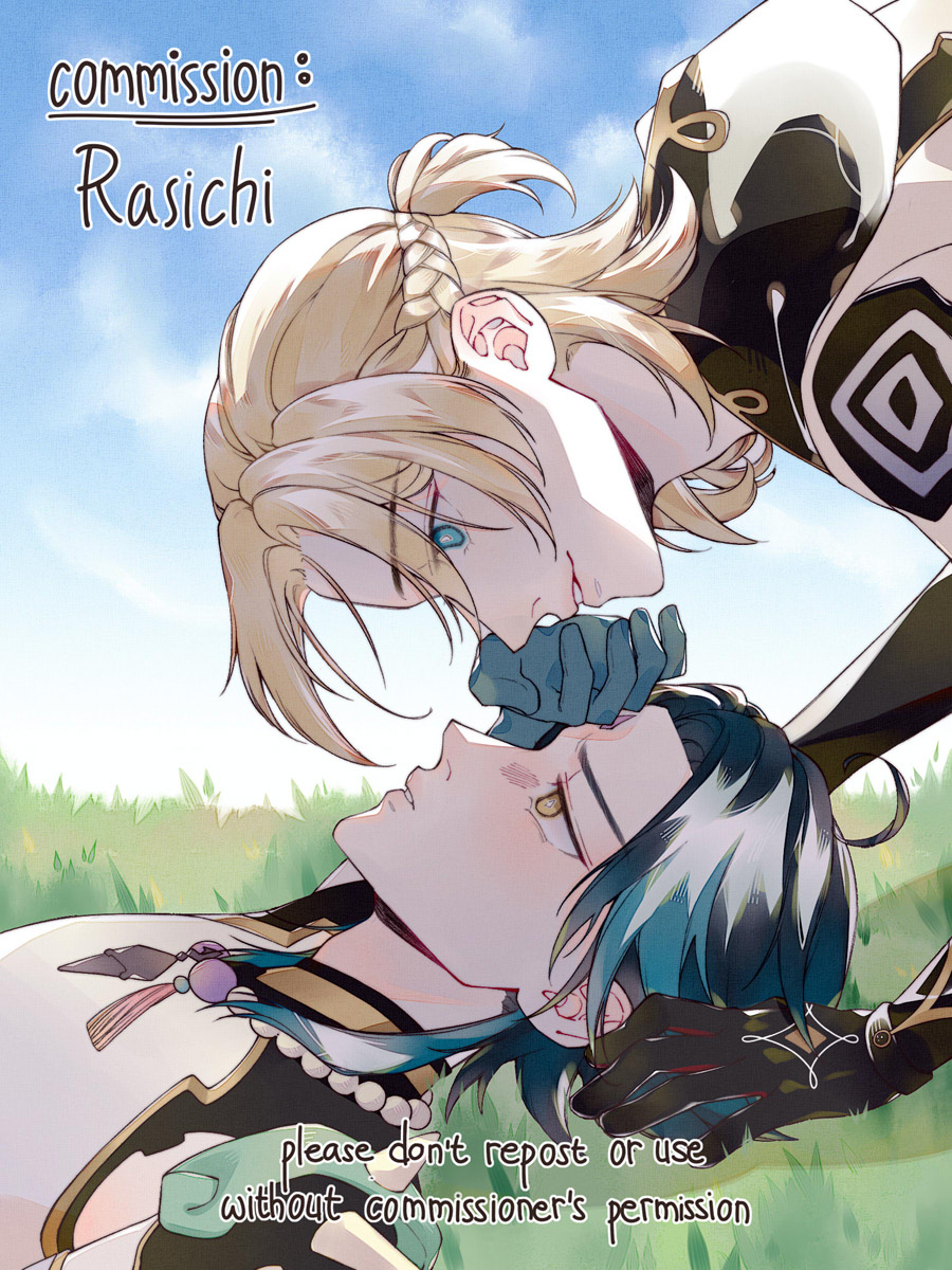 apricot_dea's tweet photo. last but not least, xiao and albedo (c) mihoyo, and per rasichi's (the commissioner) request i'm adding the #albexiao and #xiaobedo tag 😌✨ https://t.co/RbsdY1WDqS