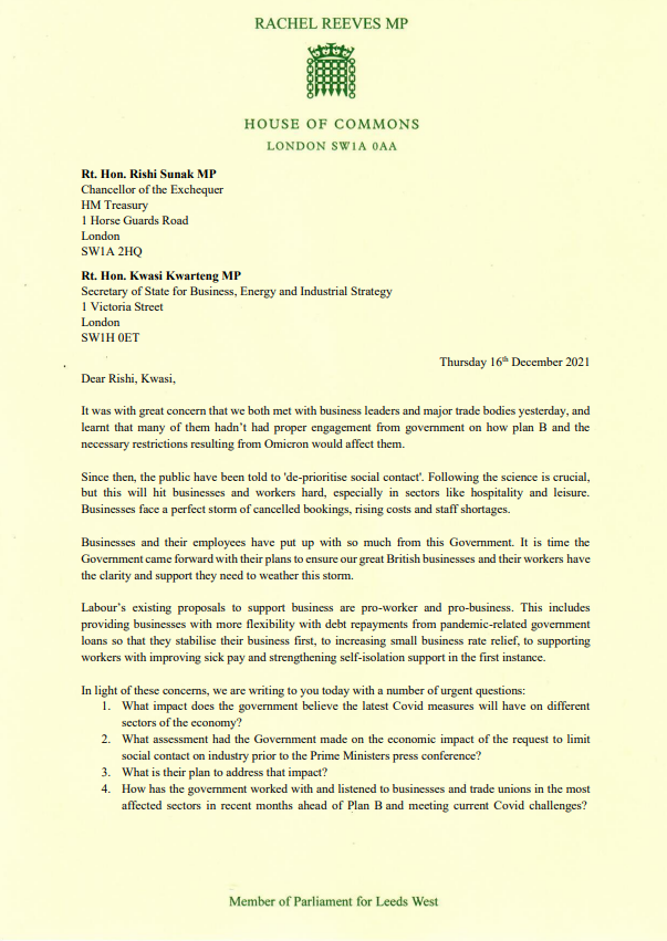 RachelReevesMP's tweet photo. The Chancellor must come out of hiding.

It is time the government came forward with their plans so our great British businesses and their workers have the clarity and support they need to weather this storm.

Mine and @jreynoldsMP letter to government this morning. https://t.co/JFzYhqphXw
