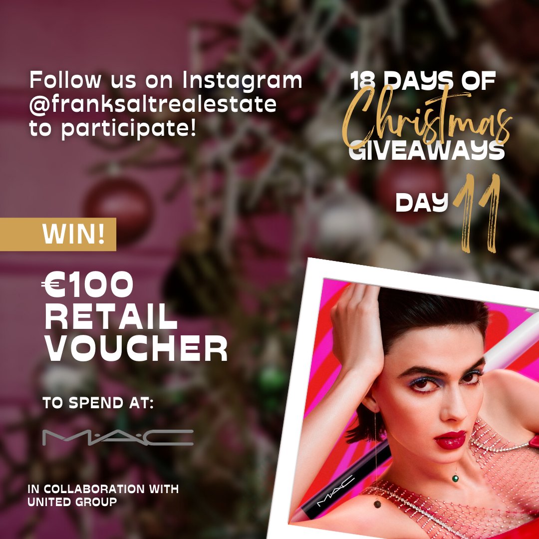 Our 18 Days of GIVEAWAYS are in full-swing! 🤩 Don't miss out on on winning 3 €100 vouchers to spend at:
1) Promod / Lipsy London / Jules / Matalan 👠
2) M·A·C Cosmetics 💄 and
3) Mvintage 🎁
Visit our Instagram to participate! 👇
instagram.com/franksaltreale…
#Giveaway #Malta #win