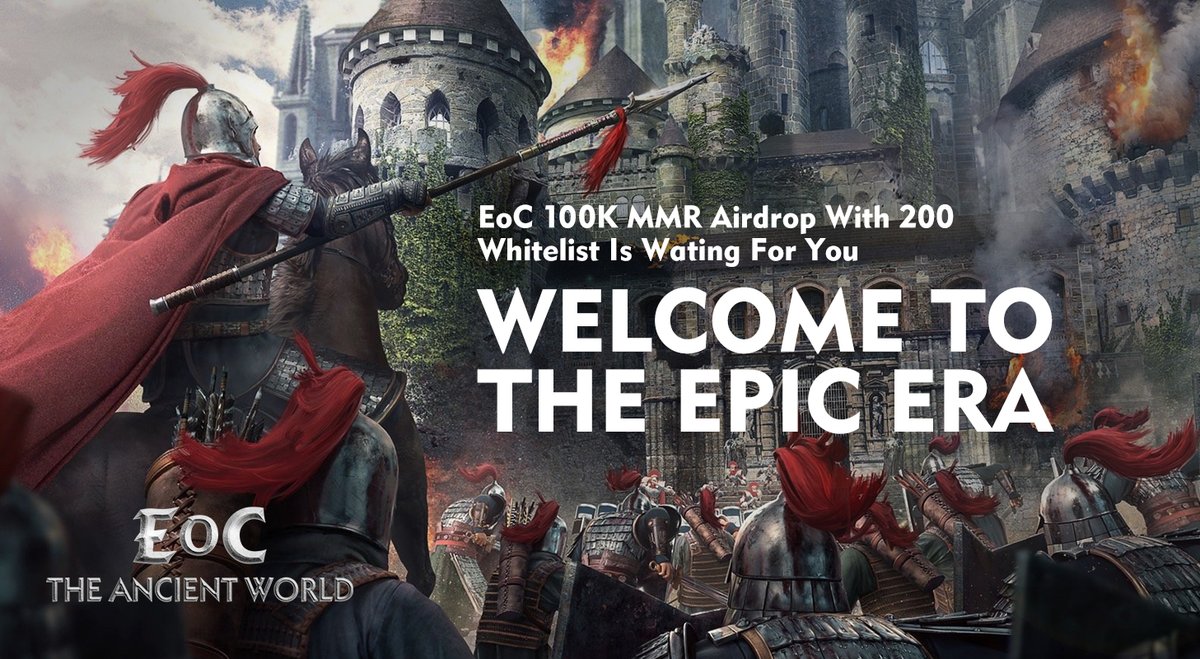 #EoC 100K $MMR airdrop and 200 the whitelist is on the way....🔥🔥

⚔️2000 random 40 $MMR each
⚔️Top 200 referral 100MMR + whitelist qualification each

🤜Try the first bite: t.me/Eoc_2021bot
More whitelist details will announce soon...🪖

#Airdrop #gamefi #BSCGems