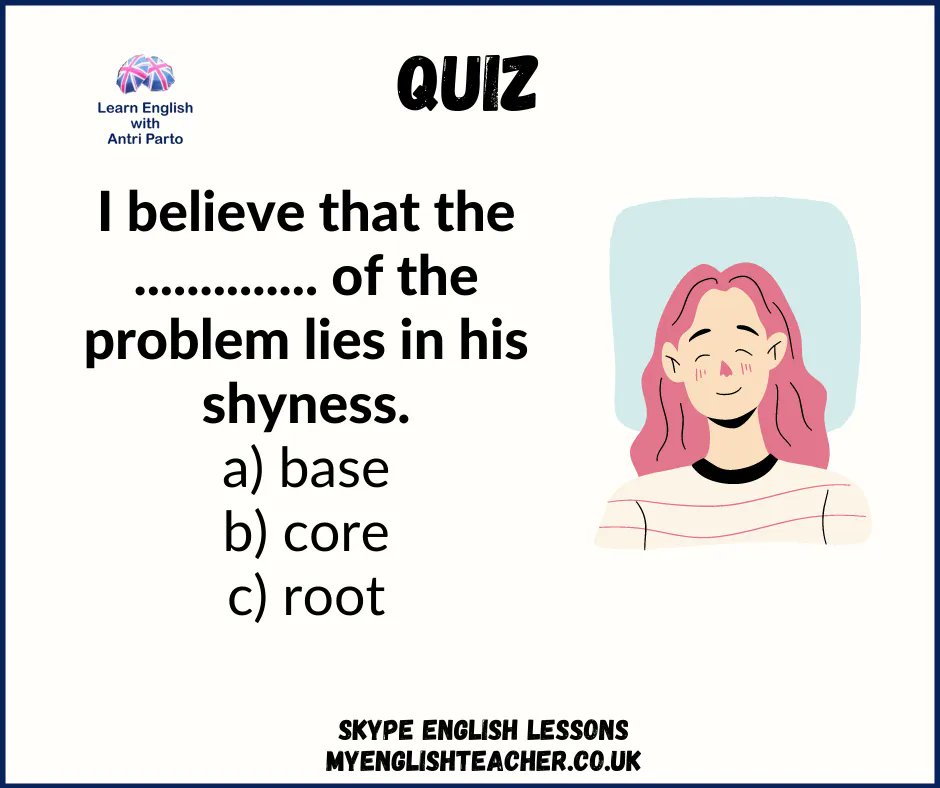 MyLinguaAcademy's tweet photo. Quiz of the day
Check your answer here ➡️ https://t.co/y5cT994t9B
#learnenglish #learnenglishonline #skypeenglishlessons #zoomenglishlessons https://t.co/p3bgGTNR8t