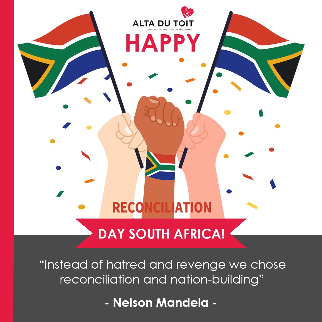 // Reconciliation Day 🇿🇦 //

Wishing you a happy Reconciliation day. We hope that you enjoy the public holiday while appreciating our beautiful country and everything that we have achieved together, as a nation!

#altadutoit #altadutoitsentrum #reconciliationday2021