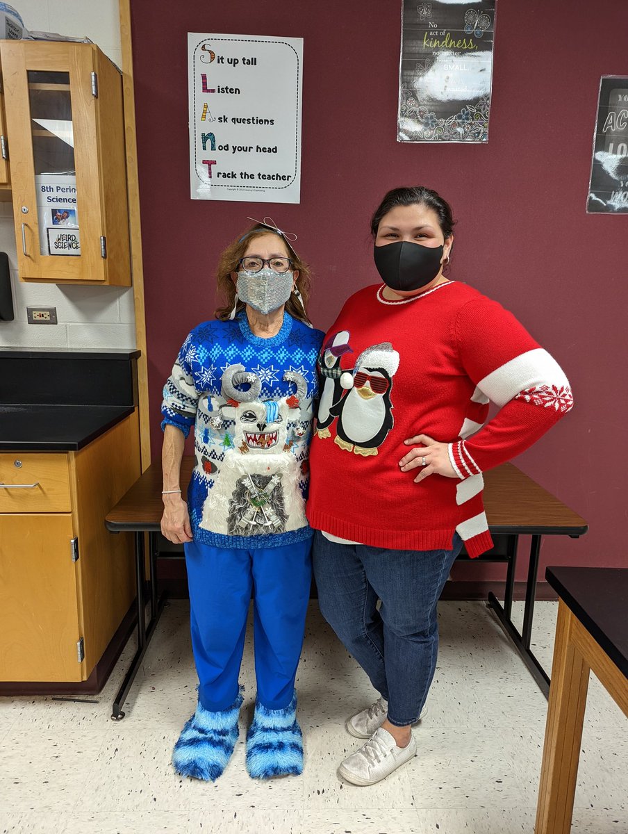 acfreeman7's tweet photo. Ugly Sweater Day at RMS. 
@NISDRawlinson 
@NISDMSScience 
@NISD 
@NISDSpecialEd https://t.co/SaVe6TVgir