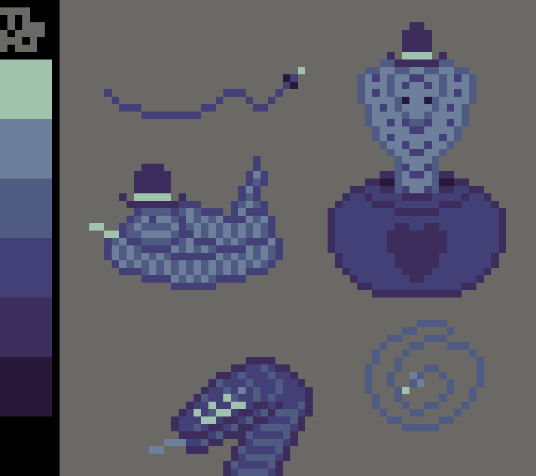 LumbleHJack's tweet photo. A #ssset of #snakes for @Pixel_Dailies. Creatures are hard. #pixelart #pixel_dailies #digitalart https://t.co/IHPBe2UFrc