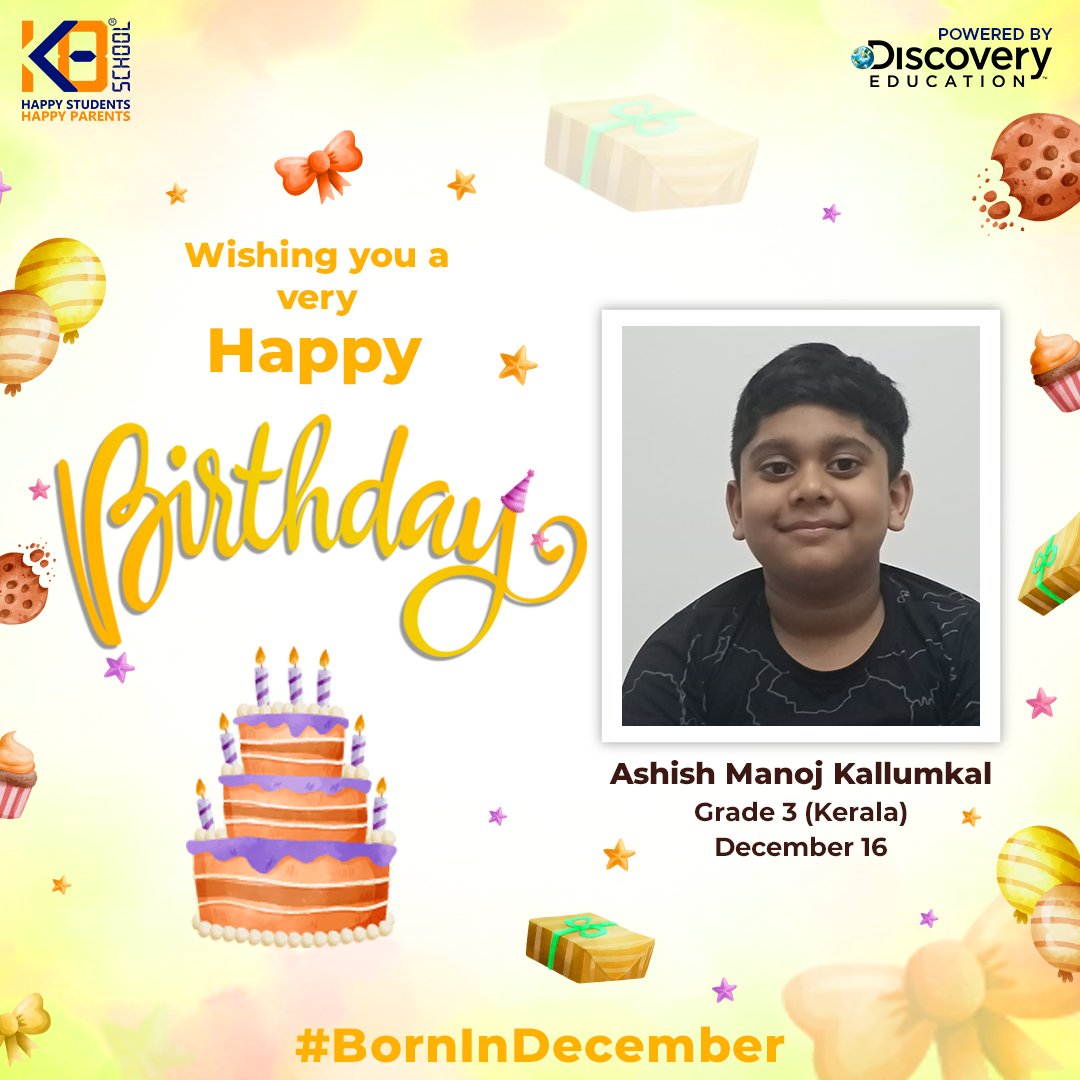 school_k8's tweet photo. K8 School wishes a Happy and Blessed Birthday to our dear December children. We are delighted to have you as a part of our school. May you succeed and fly high in all your endeavors.  

#happybirthday #parentslove #november #fun #happy #K8school #KreateWithK8 #KK8 #K8Schoolers https://t.co/DxHCdQkngd