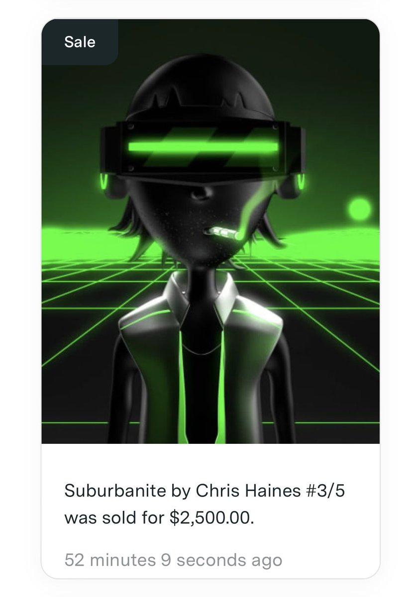 So this happened today on <a href="/niftygateway/">Nifty Gateway Studio</a> secondary market 👀. Very shocked to say the least! Another big secondary sale also by fellow <a href="/Depthcore/">Depthcore Collective</a> bro <a href="/lovetherobot/">𝗣𝗵𝗶𝗹 𝗗𝘂𝗻𝗻𝗲 / 𝗹𝗼𝘃𝗲𝘁𝗵𝗲𝗿𝗼𝗯𝗼𝘁</a>