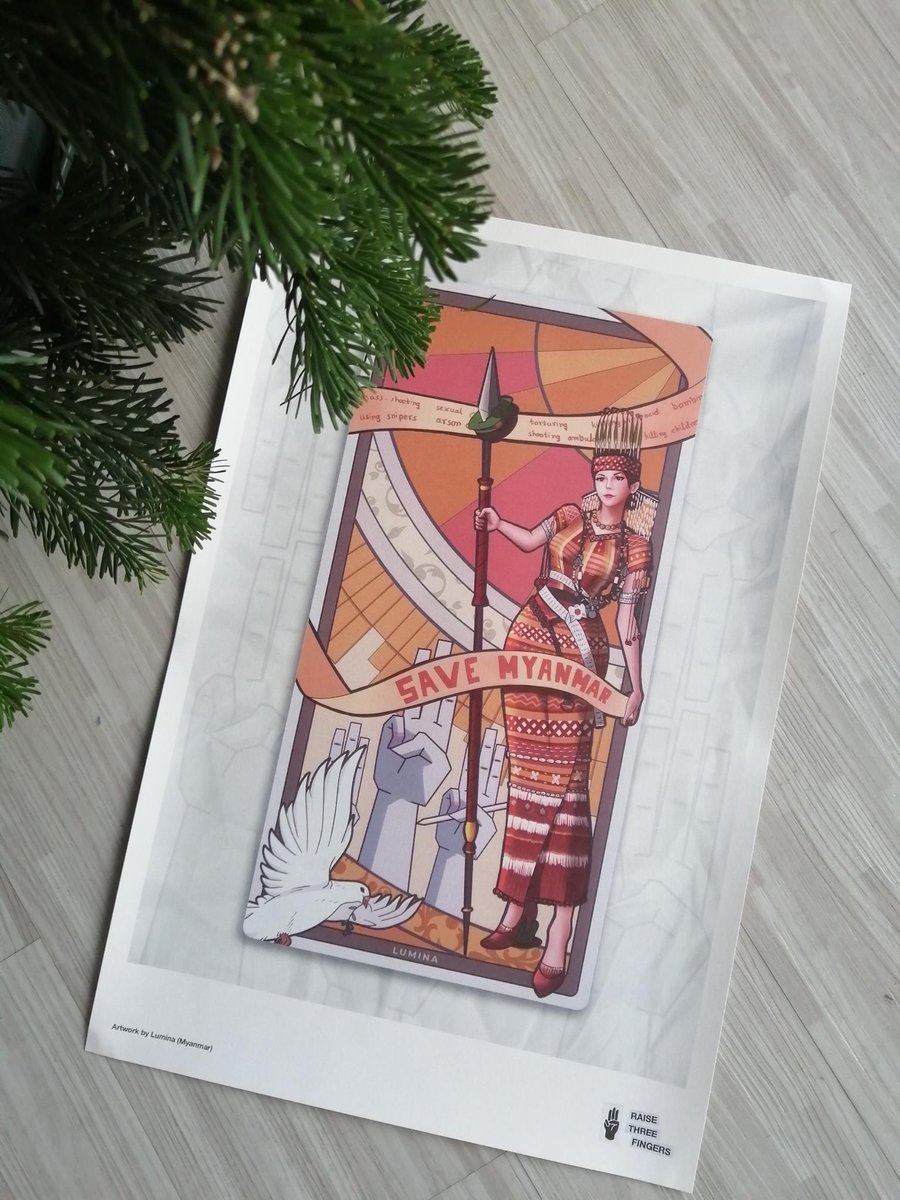 Raise3Fingers's tweet photo. Earlier this year we launched the Raise Three Fingers shop  with the Spring Revolution collection, featuring prints from Myanmar artists. 

These unique artworks are still available, together with new artworks we recently added, totaling 17 beautiful prints to choose from. https://t.co/QRaytySolc