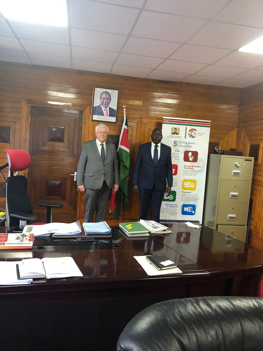 MajiHouse CAS Dr.Tuimur warmly received <a href="/AmbBrouwer/">NL Ambassador Kenya</a> of <a href="/NLinKenya/">Netherlands Embassy in Kenya</a>, for a courtesy meeting. Not only was Netherlands' work on water discussed. It was also agreed to strengthen water sector dialogue with stakeholders, even as the @nlinkenya looks forward to chairship of WatSan DPG