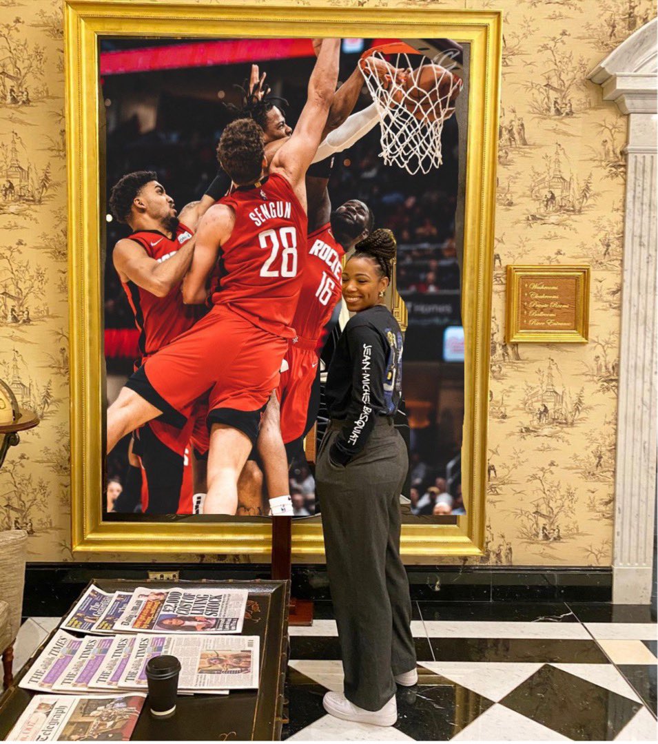 ElalcaldeRafa's tweet photo. Only because @Angel_Gray1 asked for it and because it’s the first ever Triple Poster I’ve ever seen. #trICE. @isaacokoro303 really dunked and dropped 3 #Rockets. #AngelAtTheMuseum Exhibit. https://t.co/QANliy9QUT