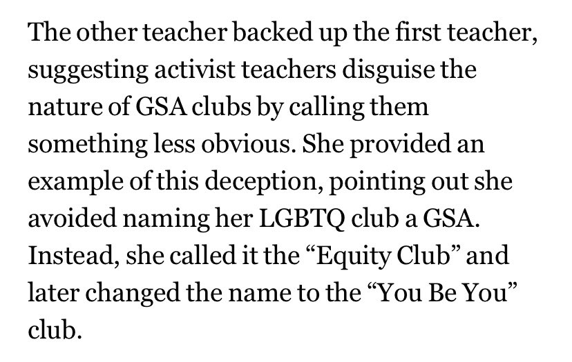 The teachers coaxed her to join an “equality club” which was really a disguise for a GSA club. These teachers were recorded at an event in November bragging about how they disguise the name of the LGBT club so they can indoctrinate kids without any obstacles