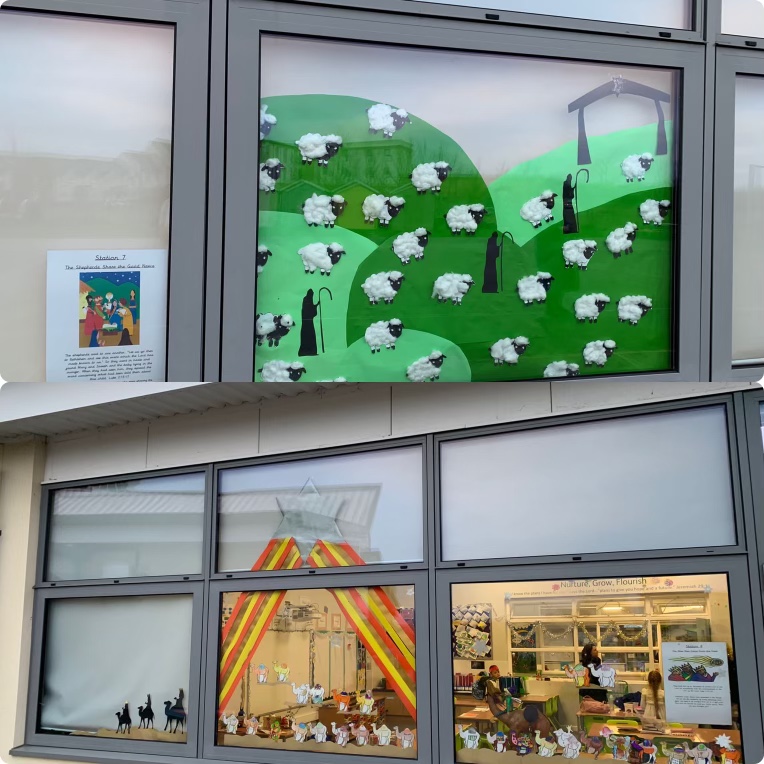 ForestSandridge's tweet photo. A big well done to KS2 who decorated their windows with the Nativity story for our Nativity journey yesterday. They look beautiful! ☺️ @DioSalisbury https://t.co/VOtfARv7LR