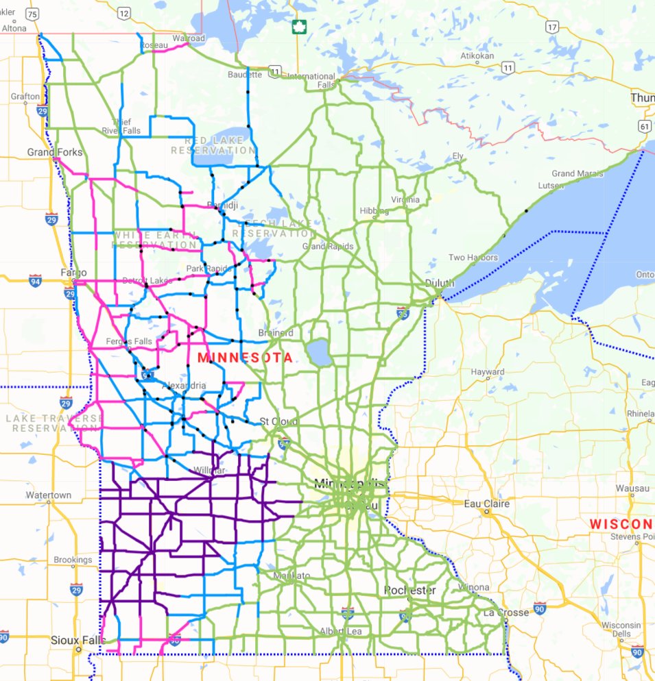 MnDOT 511 map shows a great image of how road conditions are quickly