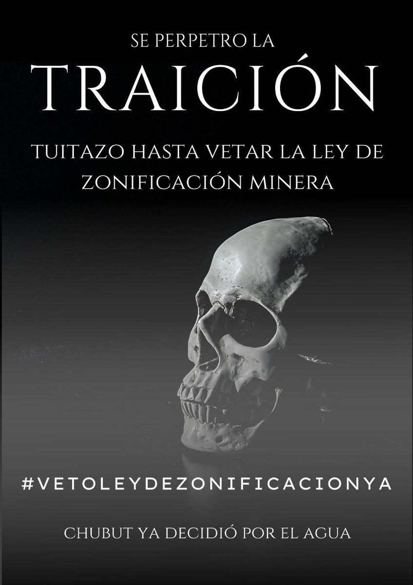 Solicitamos a todas las organizaciones, asambleas y personas concientes que nos ayuden a visibilizar la lucha del pueblo de #Chubut.
#VetoLeyZonificacionYA
#NoEsNo
El pueblo ya decidió por el AGUA
