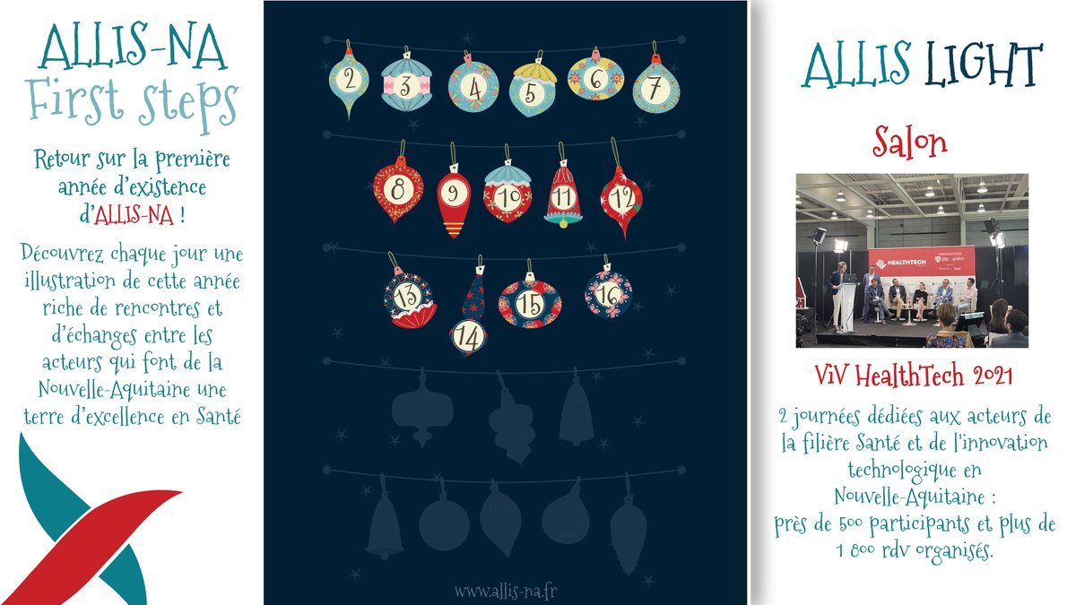 allis_na's tweet photo. 📅 JOUR 16 - ALLisLIGHT 🎁
ViV HealthTech 2021 🎆 2 journées dédiées aux acteurs de la filière Santé et de l'innovation technologique en Nouvelle-Aquitaine : près de 500 participants et plus de 1 800 rdv organisés. 🤝🏻
#AllisLight #salon #événement #healthisall https://t.co/jO5sIGNnP2