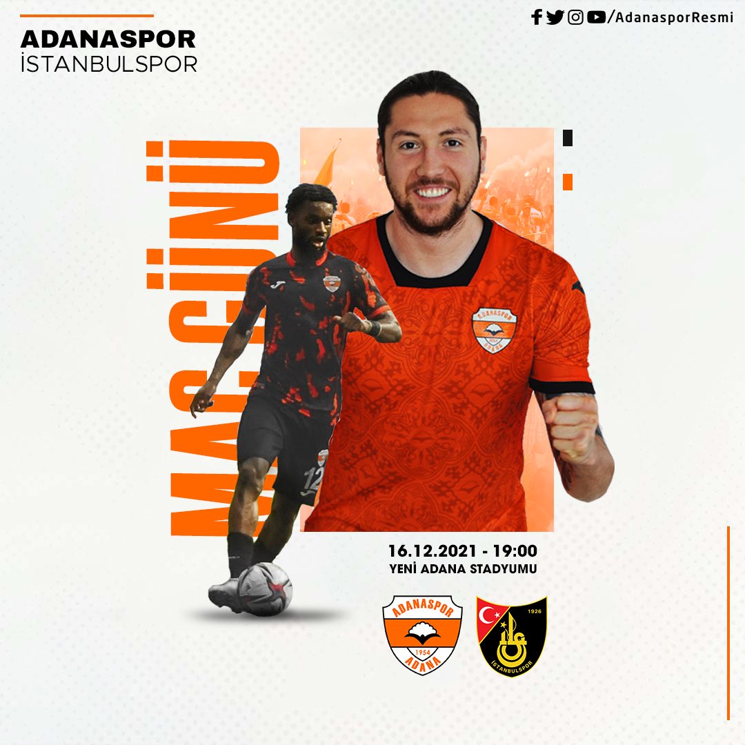AdanasporResmi's tweet photo. Maç Günü!
🆚 @istanbulspor 
🏟 Yeni Adana Stadyumu 
🕙 19:00
📺 beIN SPORTS MAX HD1, TRT SPOR
📲 #SALDIRKAPLAN 💪 https://t.co/w0i15fKw5z