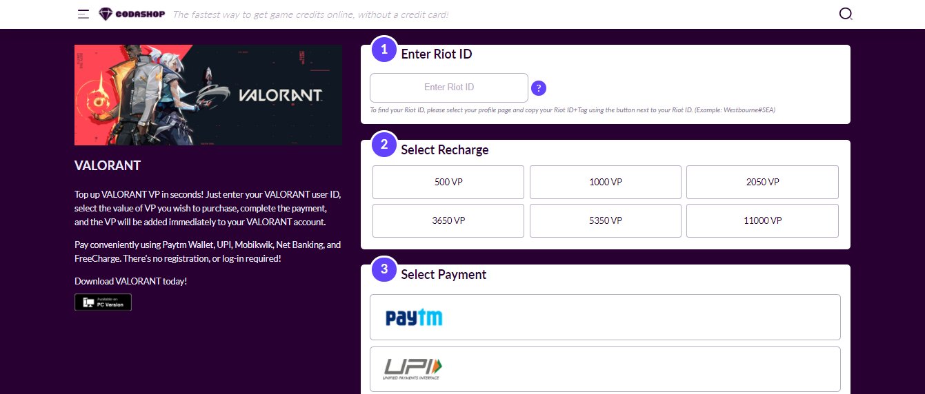 VALORANT India on Twitter "📢 VALORANT points now available to purchase