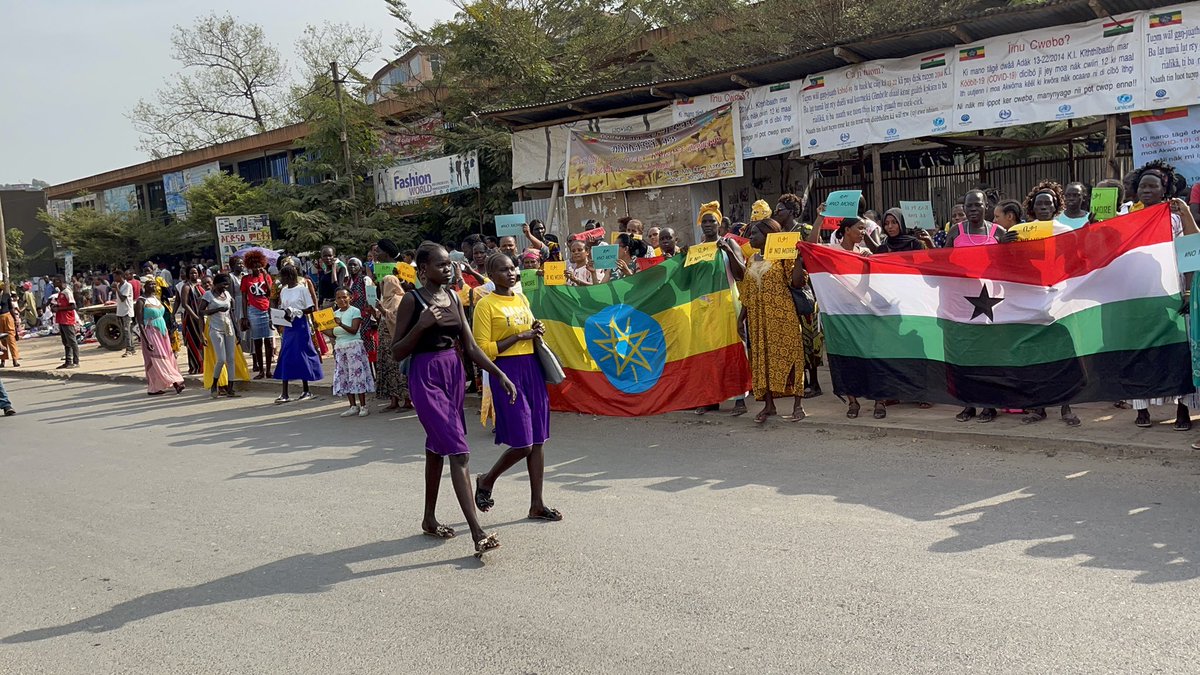 ObangMetho's tweet photo. No more rally in Gambella city, Ethiopia.
#NoMoreTPLF 
#NoMore to institutionalized tribalism
#NoMore to disinformation
#NoMore to deception
#NoMore to fabrication
#NoMore to foreign intervention 
#NoMore to neocolonialism 
#EthiopiaPrevails
#StandwithEthiopia 
#AfricaUnite https://t.co/aH7P5dQ98e