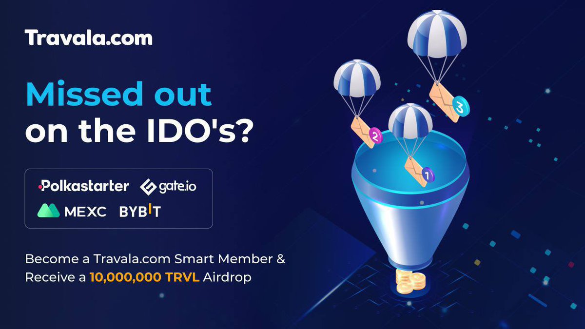travalacom's tweet photo. 10,000,000 $TRVL AIRDROP COMING SOON 📣

If you missed out on the @polkastarter, @gate_io, @MEXC_Global, or @Bybit_Official IDO’s, become a https://t.co/CL8FxAXFXS $AVA Smart Member &amp; receive #TRVL 

Join here 👉 https://t.co/iqw9MM2egw https://t.co/IhClSERjGl