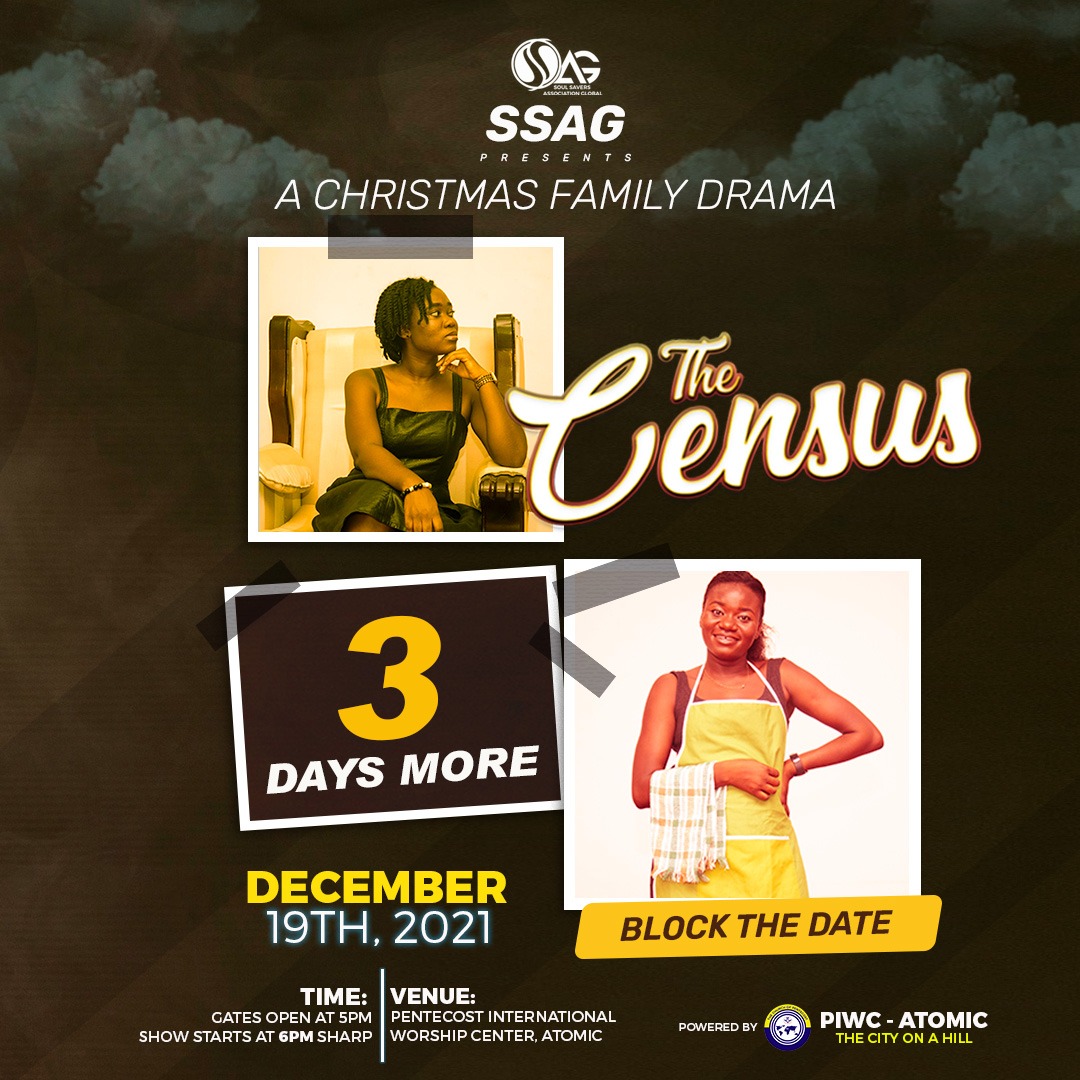 ssaginc_gh's tweet photo. 03 DAYS MORE and its getting hot🔥

✨The CENSUS 😇

Happening Live on the:

🗓️ 19th December, 2021 
📍PIWC Atomic - The City on a Hill 
🕰️5pm prompt (Gates open) 
🎫 Freeeeee 

#SSAGInc 
#TheCensus
#DecemberPlay
#Anticipate https://t.co/DlujbRbYpd