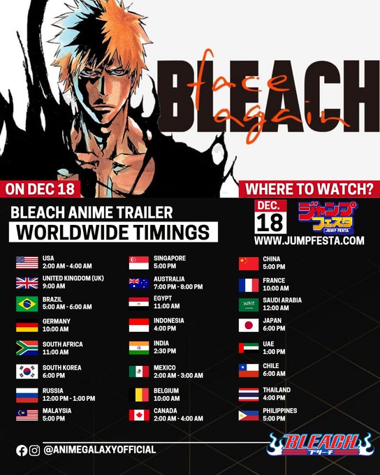Jump Festa 2022 Schedule Jump Festa 2022: Bleach Anime Trailer & Key Visual Release Date And Time  For All Regions