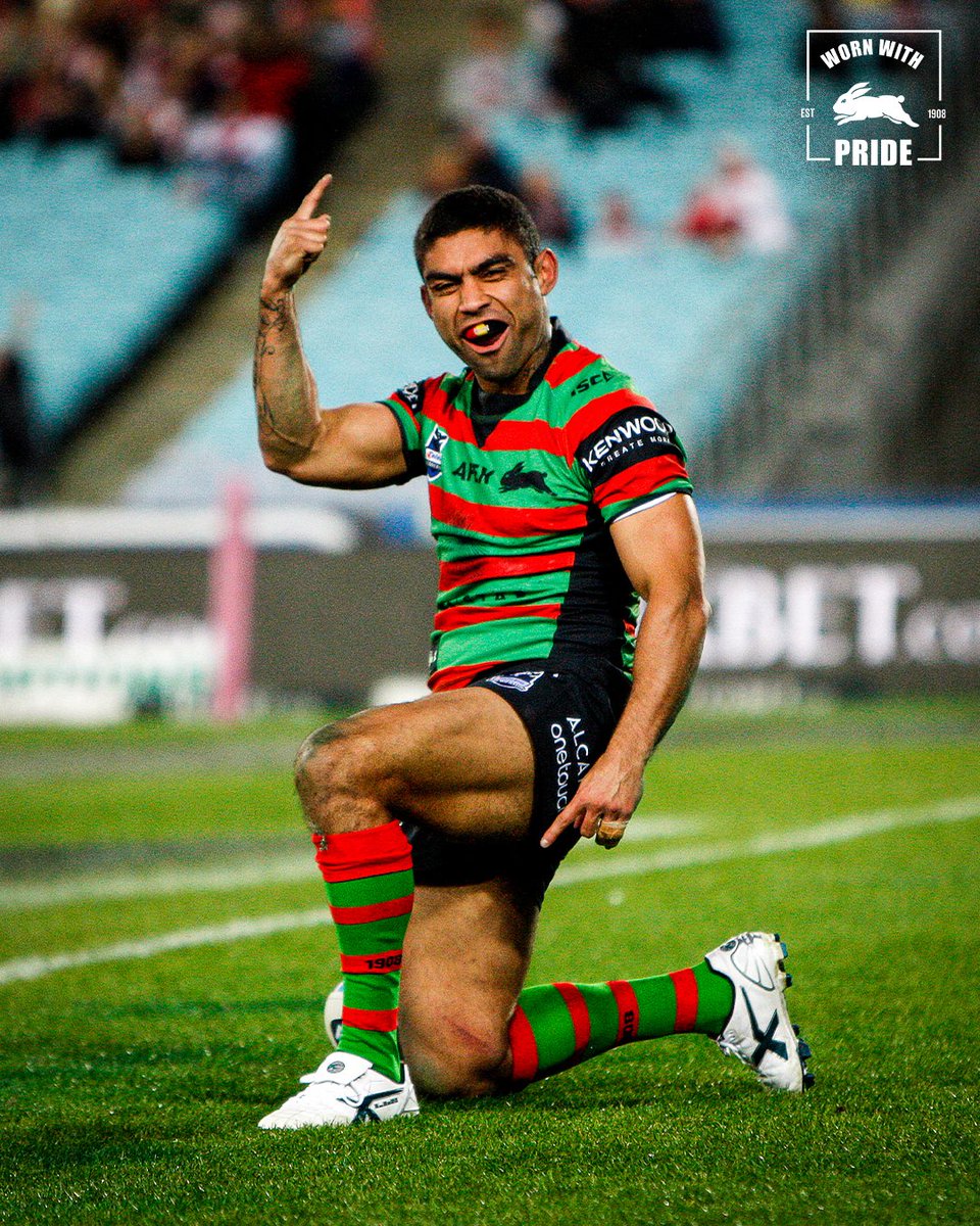 SSFCRABBITOHS's tweet image. Local product Nathan Merritt was a try-scoring machine in the Red &amp;amp; Green and is the current record holder for the top try scorer in the history of the Club 🔥🥇 #WornWithPride #GoRabbitohs ❤️💚