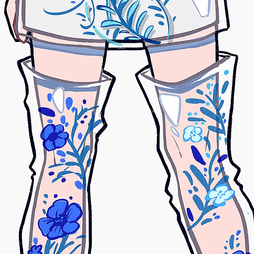 solo flower white background simple background shorts thighhighs see-through  illustration images