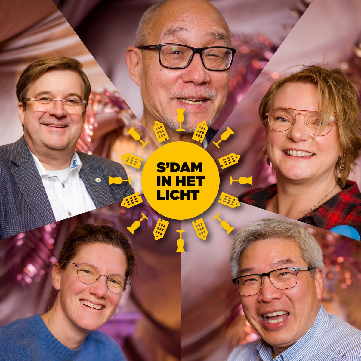 Schiedam Partners zet S’DAMMERS die 't afgelopen jaar van buitengewone betekenis zijn geweest voor hun omgeving, buurt of de stad letterlijk in het licht. 
1. Rob Kent
2. Miranda Pol
3. Hong Sang Lau en Meriel Gan-Mol
4. Mathieu Levens 
Meer zien? instagram.com/uitinsdam/
