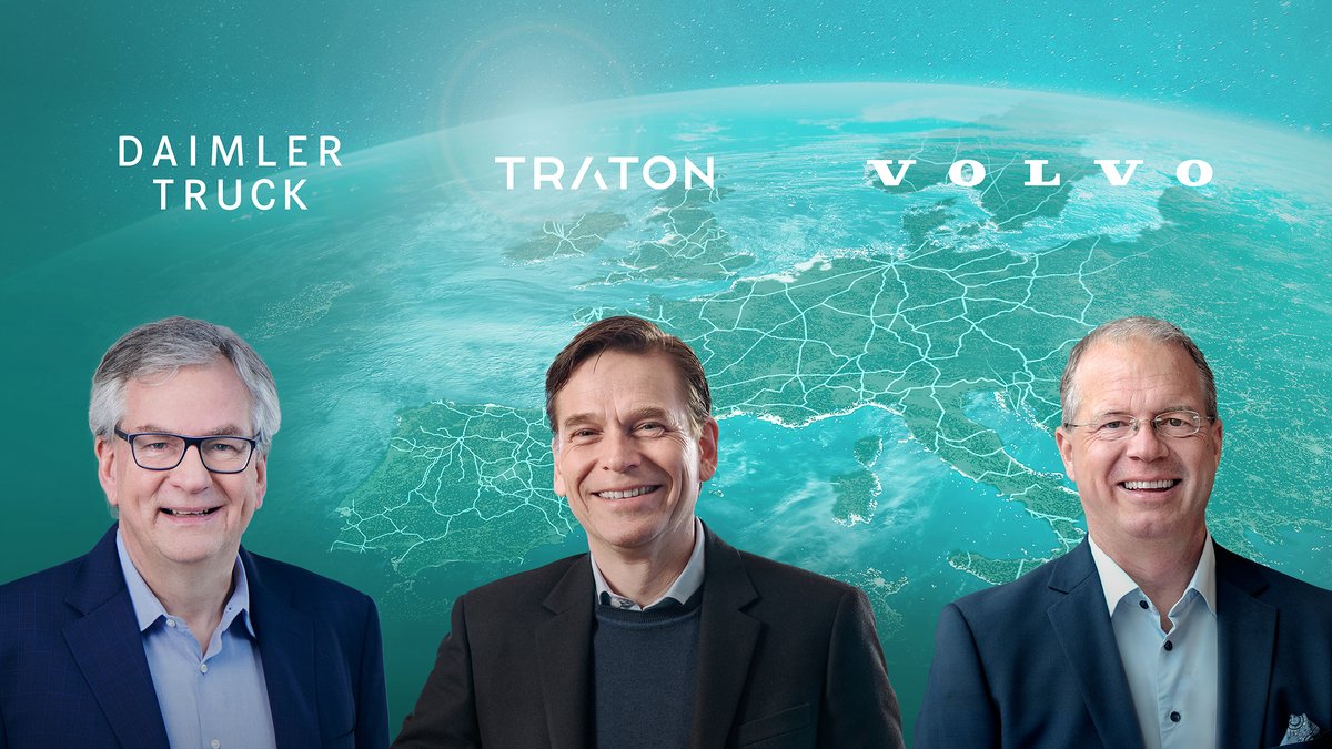 Great news for #CO2neutral transport in Europe: @traton_group, <a href="/DaimlerTruck/">Daimler Truck</a> and <a href="/VolvoGroup/">Volvo Group</a> have officially signed a binding agreement to install and operate #charginginfrastructure for battery-electric long-haul trucking. Read more >> bit.ly/3GKHOmQ