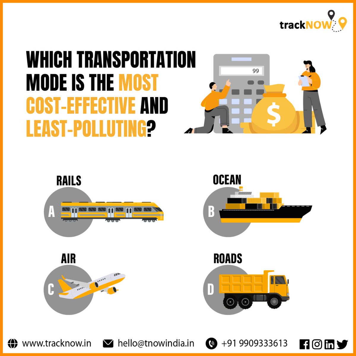 trackNOW_in's tweet image. WHICH TRANSPORTATION MODE IS THE MOST COST-EFFECTIVE AND LEAST-POLLUTING?

💁‍♂Do let us know what you think in the comment section below👇

@trackNOW_in 
tracknow.in
@tracknow.
#Tracknow 
#logisticproblem #challengeinlogistics #logisticsservices  #fleetmanager