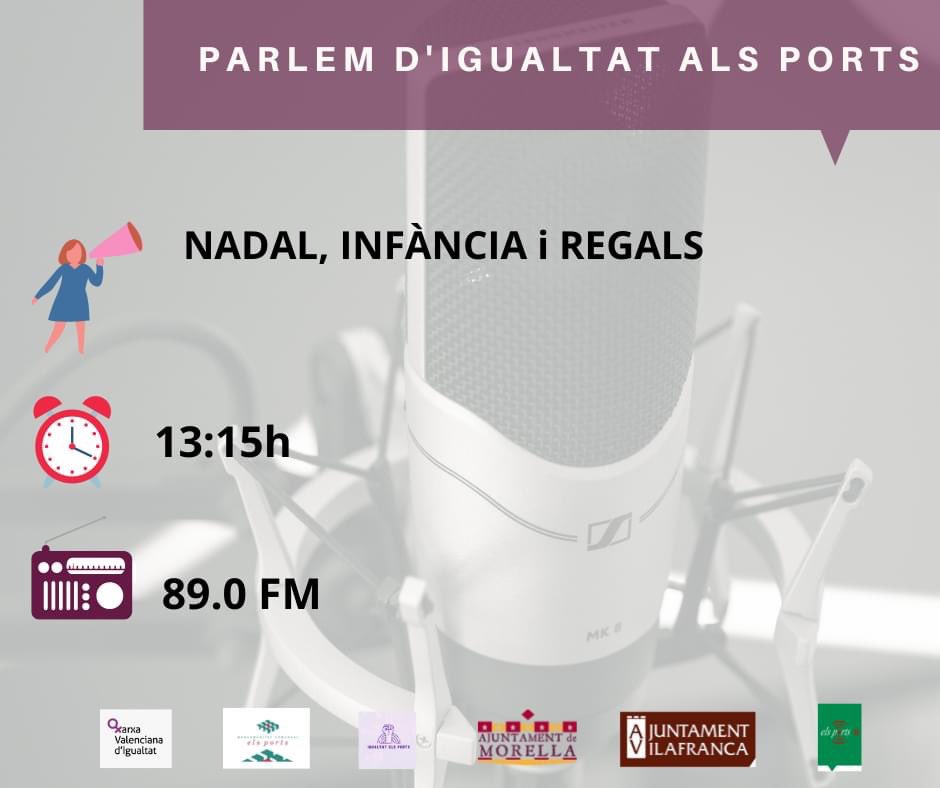 📻🙋‍♀️🌞 Bon dia, avui en el programa “Parlem d’Igualtat als Ports” parlem del nadal, la infància i els regals. 

ℹ️ Si no pots escoltar el programa d'avui, prompte el tindràs disponible en el següent enllaç:
🔗go.ivoox.com/sq/1255279
...
#IgualtatElsPorts
#parlemdigualtatalsports