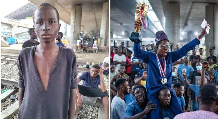 Global_Folder's tweet photo. The adage that says “a book should not be judged by its cover”, has played out in the life of a Adeoye Fawaz in Lagos, Nigeria. 18-year-old Bus Conductor, Adeoye Fawaz Who Lives Under Oshodi Bridge Emerged as the overall champion in both Chess and Mental Maths. https://t.co/XgoErSSM73
