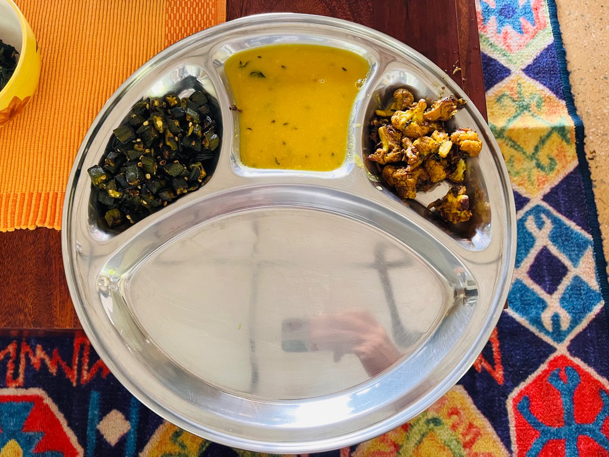 thevirdas's tweet photo. OCD confession. I can’t eat without this thaali. Travels the world with me. Fits nicely in check in, easy wash instead of multiple dishes, works for desi food/sushi/Italian all cuisines, and great for standing at a party where people can’t balance bowls in fancy ass plates. https://t.co/tq7d35VZ66