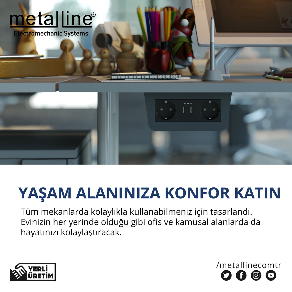 Metallinecomtr's tweet photo. Under-Line Modelimiz Şimdi Satışta! 

Şık tasarımı ve kolay montajı ile ortak kullanım alanlarınında yaşanan şarj problemine son verecek. Under-Line, 2 priz ve hızlı şarj özellikli USB-A şarjı ile kullanımınıza sunulmaktadır.

https://t.co/W1NhF7kWMI 
[Hemen Teklif Al] https://t.co/gkRXwvVBLB
