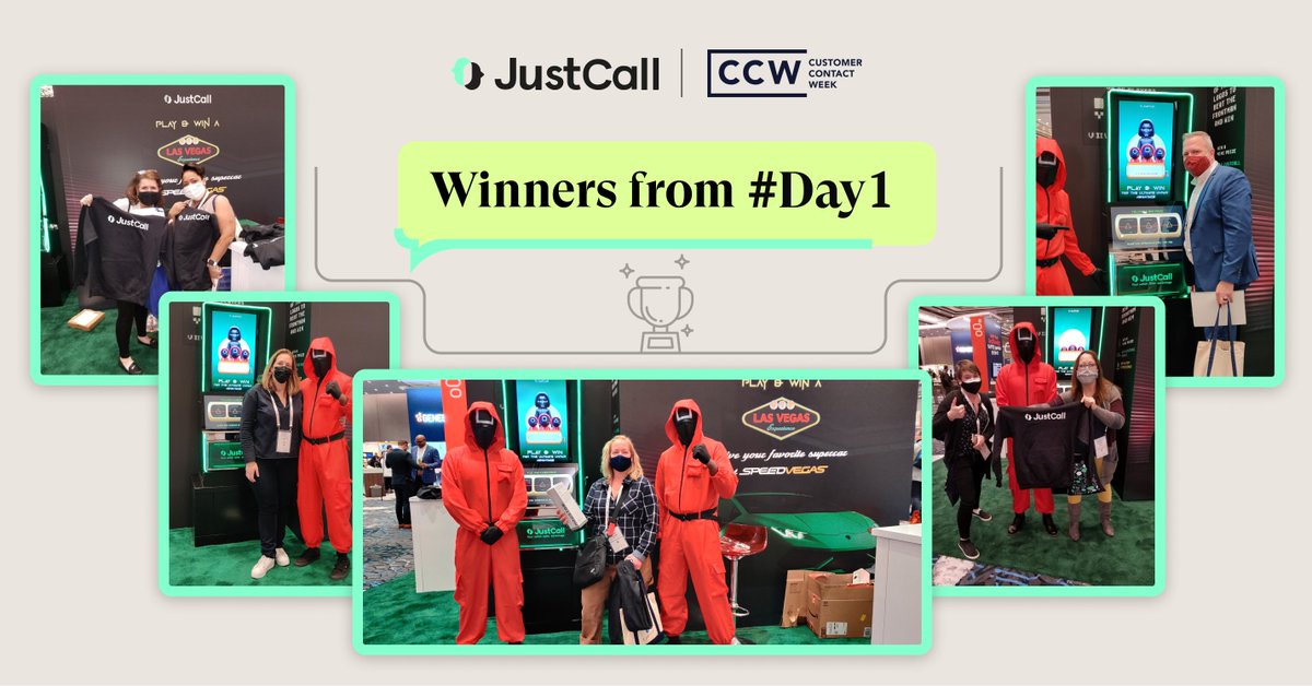 saas_labs's tweet photo. Beat the Odds with @justcall_io 

Meet our winners from Day 1 🏆 

Comment below 👇 if you're at #CustomerContactWeek , Vegas and you're game to play 😈 

#YourUnfairAdvantage #CCWVegas #CustomerContactWeek #BoothNo309 https://t.co/jGgFXct4PI