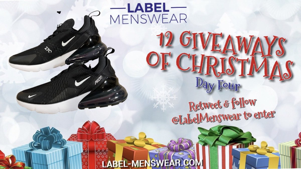 🎅🏼 12 giveaways of Christmas | Day four
🎁 Pair of Nike Air Max 270 in UK8

To enter:

🔄 Retweet this tweet
🤝 Follow us @LabelMenswear

Winner announced at 9pm. Good luck!