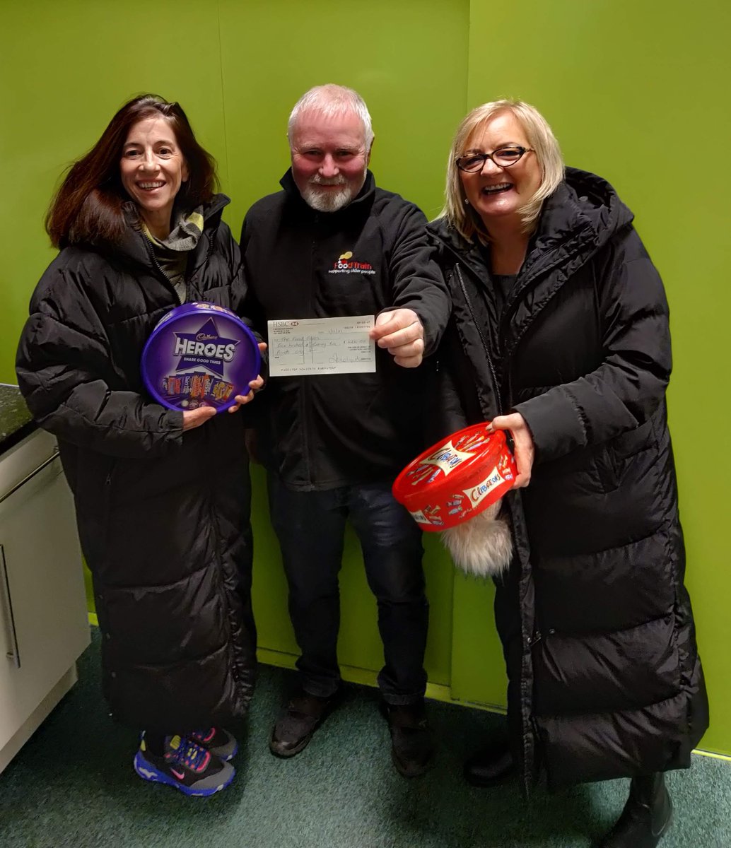 Great to have Audrey and Maureen from the @laurierossins Paisley office pop in with another cheque from their amazing fundraising efforts this year.
In total the guys and their customers have raised an incredible £3,000 for @foodtrainscot in Renfrewshire. And chocs too!
