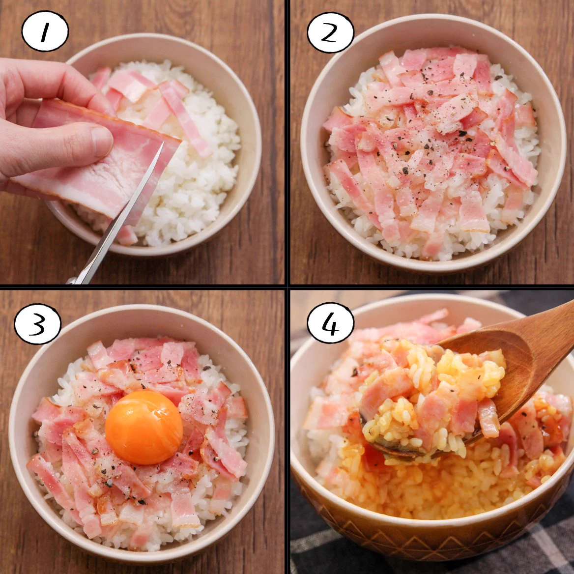食べる手が止まらなくなっちゃう美味しさ？！ベーコンを使った「卵かけご飯」レシピ！