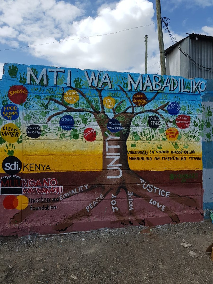 Wanavijiji_sdi's tweet photo. Youth artistically present a vision for their respective settlements through the tree of transformation.The roots of the tree anchor transformation and through unity- the trunk of the tree- the communities can achieve the fruits;an all inclusive settlement.
@MastercardFdn https://t.co/22enYjulJT