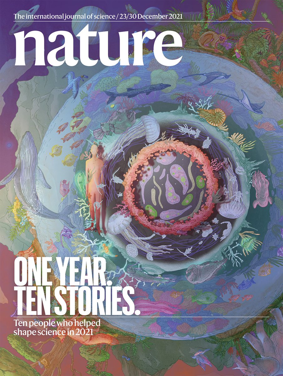 Thanks to <a href="/ElenaBansh/">Elena Bansh</a>  for this year’s Nature's 10 cover and animation. It’s a stunner! go.nature.com/3sh4XJo 
<a href="/Nature/">nature</a> Elena on instagram: @elena_bansh