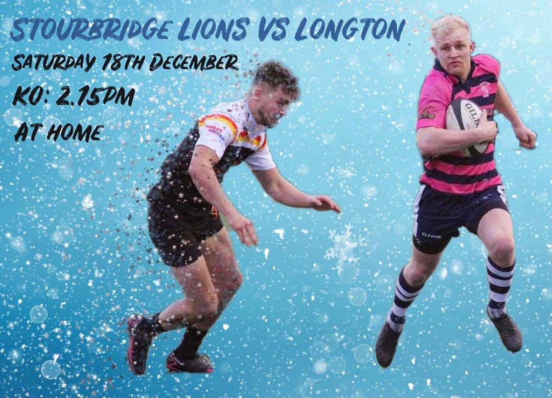 Stourlions's tweet photo. Last league game of the year this Saturday against @LongtonRugby Our supporters were amazing last home game so hopefully see you there #lionslionslions https://t.co/wdn1J5pDL2
