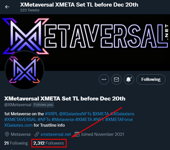 <a href="/XGalaxiesNFTs/">XMETA on Bitrue for XGalaxiesNFTs</a> <a href="/XMetaversal/">XGalaxiesNFTs</a> (2/2) 

🎯 We will draw the winners once: 

🪐<a href="/XGalaxiesNFTs/">XMETA on Bitrue for XGalaxiesNFTs</a> hit 20K Followers
🪐<a href="/XMetaversal/">XGalaxiesNFTs</a> hit 10K followers

1⃣ 👍,♻️ main tweet, &amp; FOLLOW <a href="/AirDropBishop/">Airdrop Bishop || 🪙💰💎 🚀🔥🪂</a>, too! 
2⃣ Tag 10 friends &amp; add #XMETA #XMETAVERSAL #XMETAForce #XMETAVerse #XGalaxies 

🔗Website: xgalaxies.com