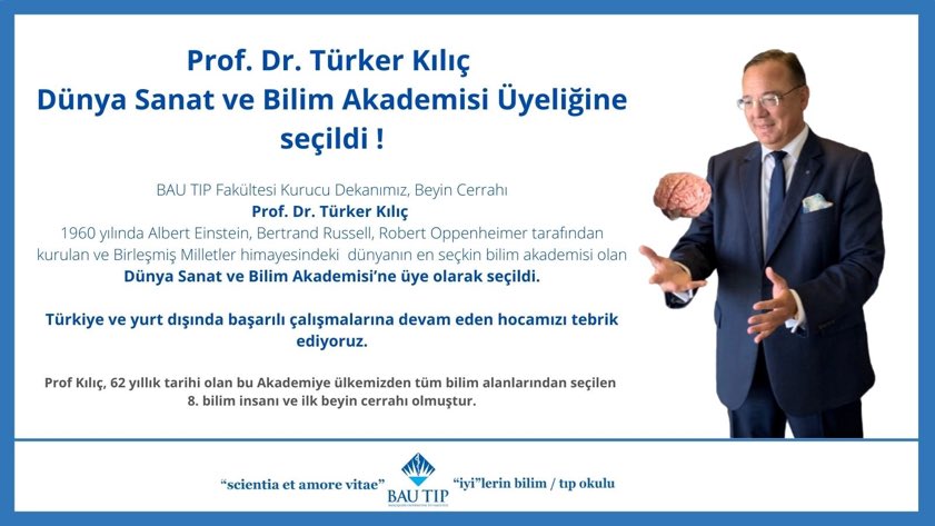 Dünya Sanat ve Bilim Akademisine (WAAS) seçildim

Einstein ve Russell’ın fikir babalığını yaptığı bu 62 yıllık akademiye ülkemizden kabul alan 8. bilim insanı ilk beyin cerrahı oldum

Bu sevincimden daha fazlası ancak (ümit ederim ki) öğrencilerimden birinin Nobel alması olabilir