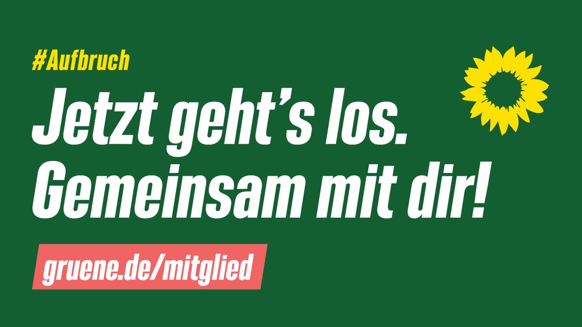2022 sorgen wir in der Regierung für echten Klimaschutz, einen modernen Staat, mehr Gerechtigkeit und eine Gesellschaftspolitik, die unsere Vielfalt auch wertschätzt. 🚀 

👉 Du hast Lust, Teil dieser Veränderung zu sein? Dann komm ins Team! ➡️ gruene.de/mitglied 🤝 #mitdir