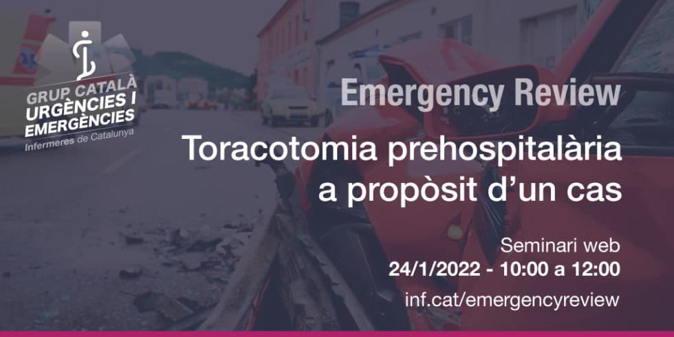 CatInfermeres's tweet photo. Ja us podeu apuntar a la propera #EmergencyReview del @GrupEmergencies 
Toracotomia prehospitalària: a propòsit d'un cas

🗓 24 de gener
🕐 10:00 a 12:00
✏️ https://t.co/iHKJIMAZ0G https://t.co/dBJYPqf7jm