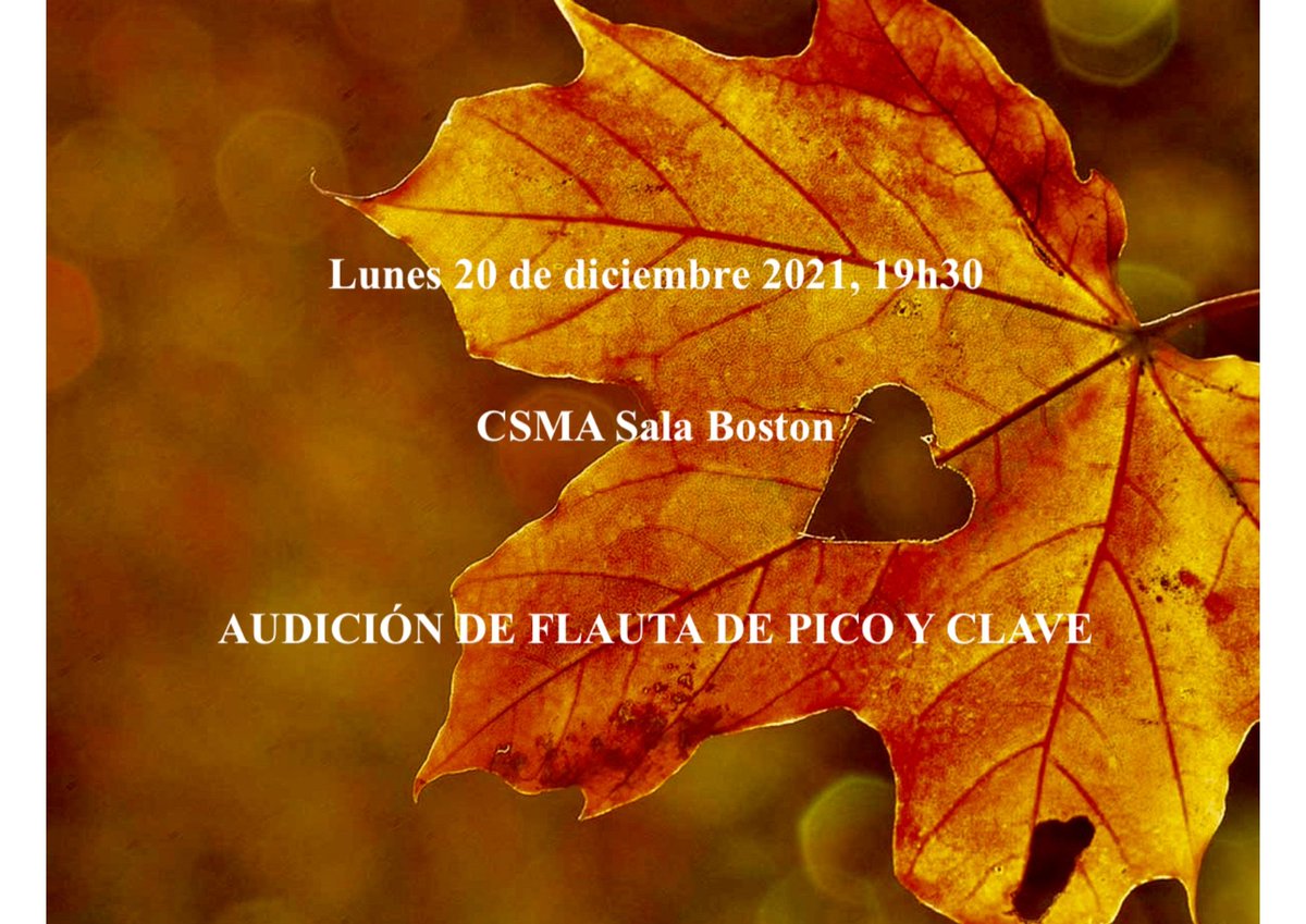 CSMAconser's tweet photo. El próximo 20 de diciembre, el Departamento de Instrumentos Históricos y Cuerda Pulsada ofrecerá su audición de Flauta de Pico y Clave. Un plan perfecto para antes del comienzo de las vacaciones de Navidad. https://t.co/7Y11n21D7o
