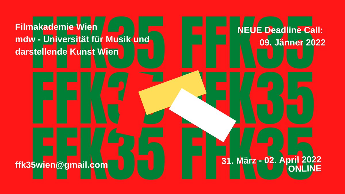 Über viele Einreichungen zum #ffk haben wir uns schon gefreut. Wir haben trotzdem unseren #cfp bis zum 9.1.2022 verlängert, um allen, die noch Lust haben teilzunehmen, den Vorweihnachtsstress ein bisschen zu entzerren. filmakademie.wien/de/ffk35/