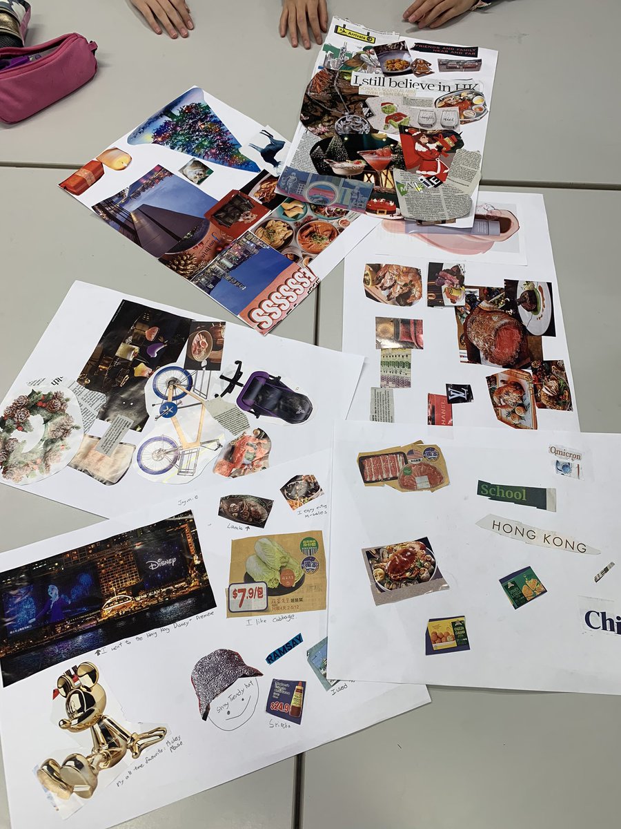 Y7 End of term edition: make a collage out of newspapers reflecting on your own personality and school life, using their affective and reflective skills! #VSAHKG #ATLs #IB #learning #reflection